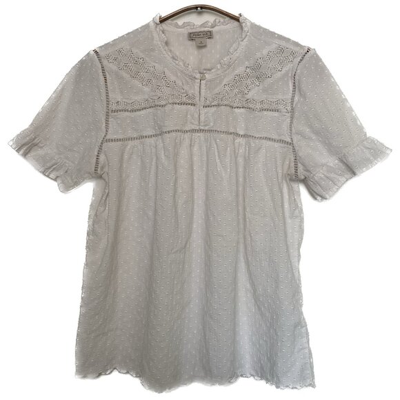J. Crew Tops - J. Crew Point Sur Eyelet Top Women Small White Cotton Lace Prairie Boho Cottage